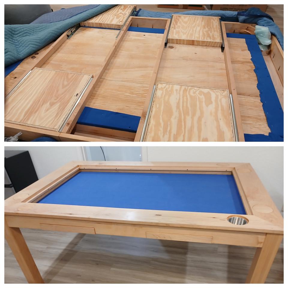 A game table broken down and reassembled for the move by Triple 7, Midland